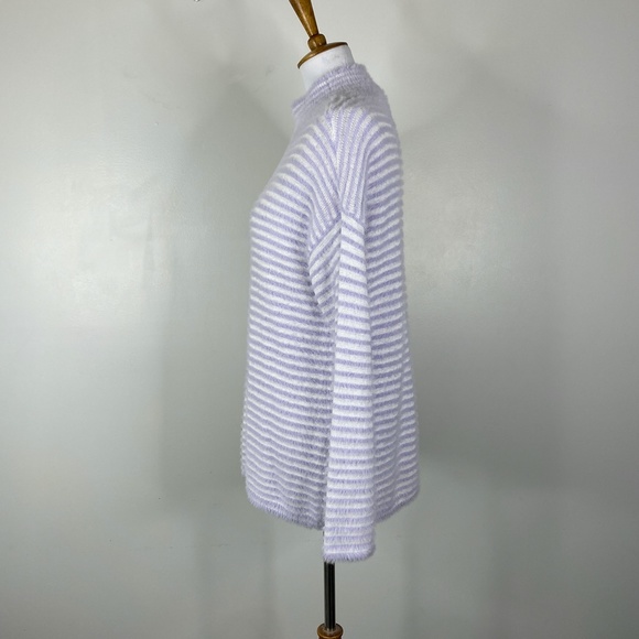 Chico's Zenergy Striped Fuzzy Mock Neck Sweater Sz. 1 (M) Purple - Picture 3 of 12